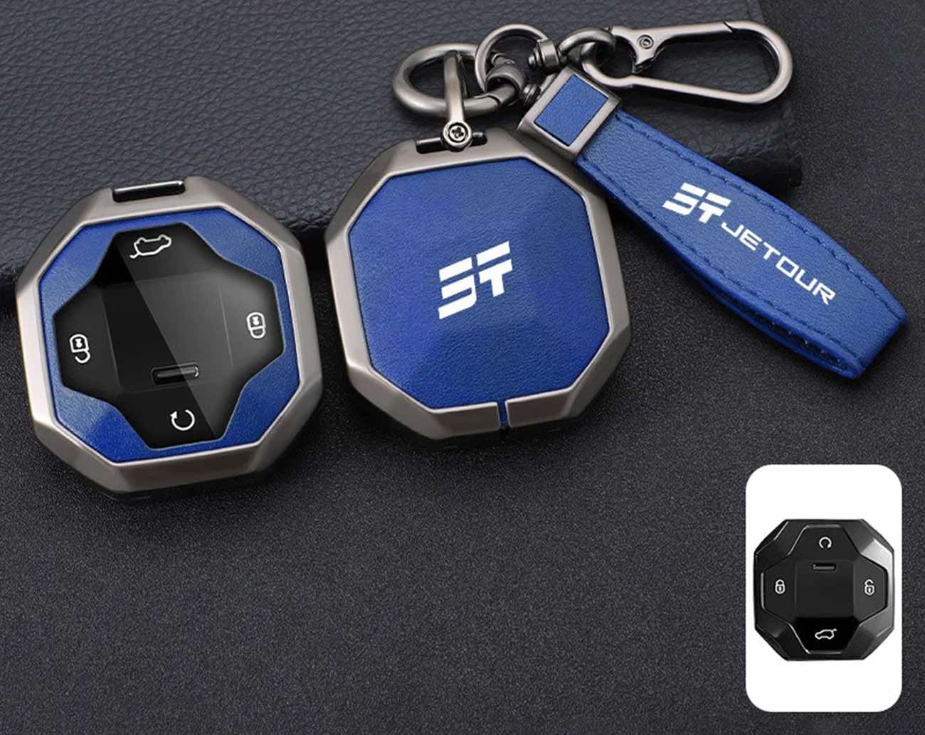 كفر ريموت سيارة جيتور Traveler لسنة 2023 و 2024 / جلد فخم / ازرق