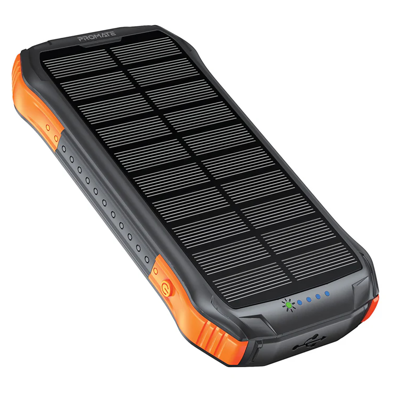 Promate Rugged EcoLight Power Bank / 10000mAh / USB-C + 2 USB-A / Wireless Charging / LED Light