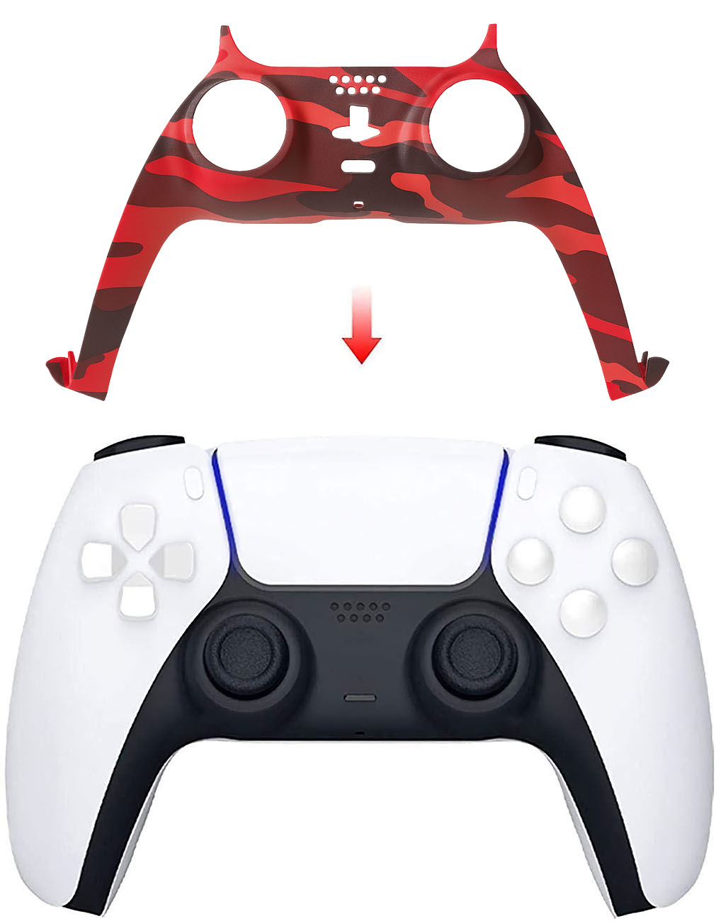 PS5 Controller Faceplate / Red Camo 