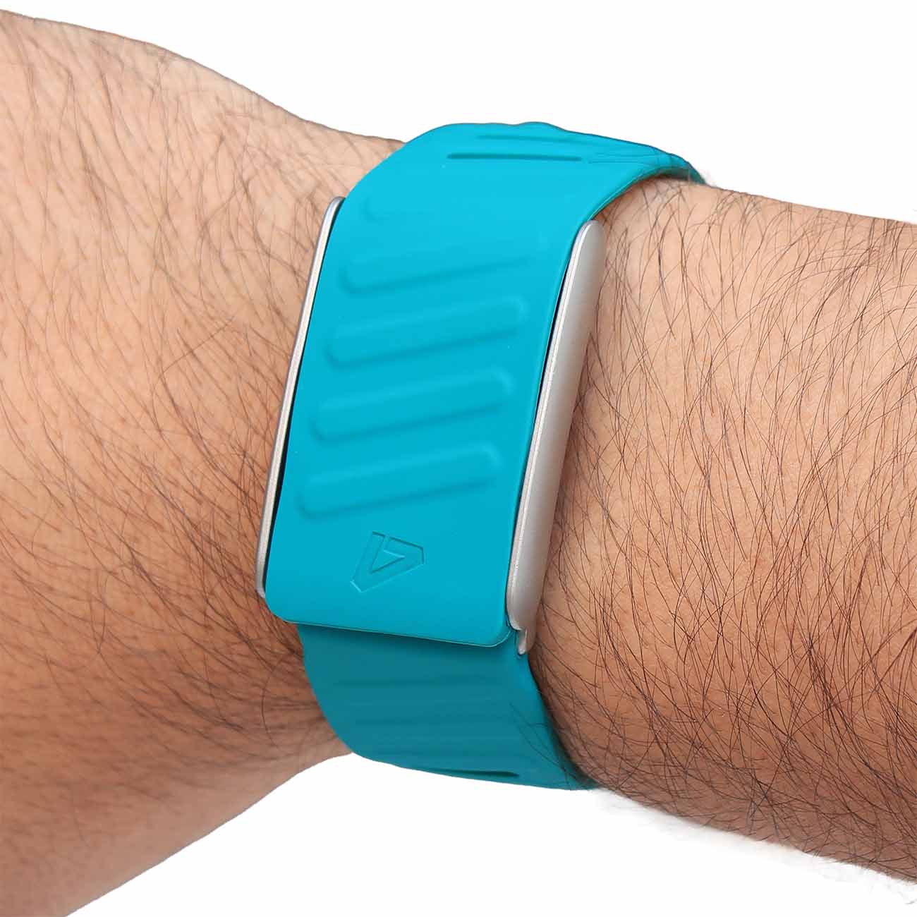 سير Dash يدعم Whoop 5 / سليكون ناعم / تركواز مع اطار فضي مطفي