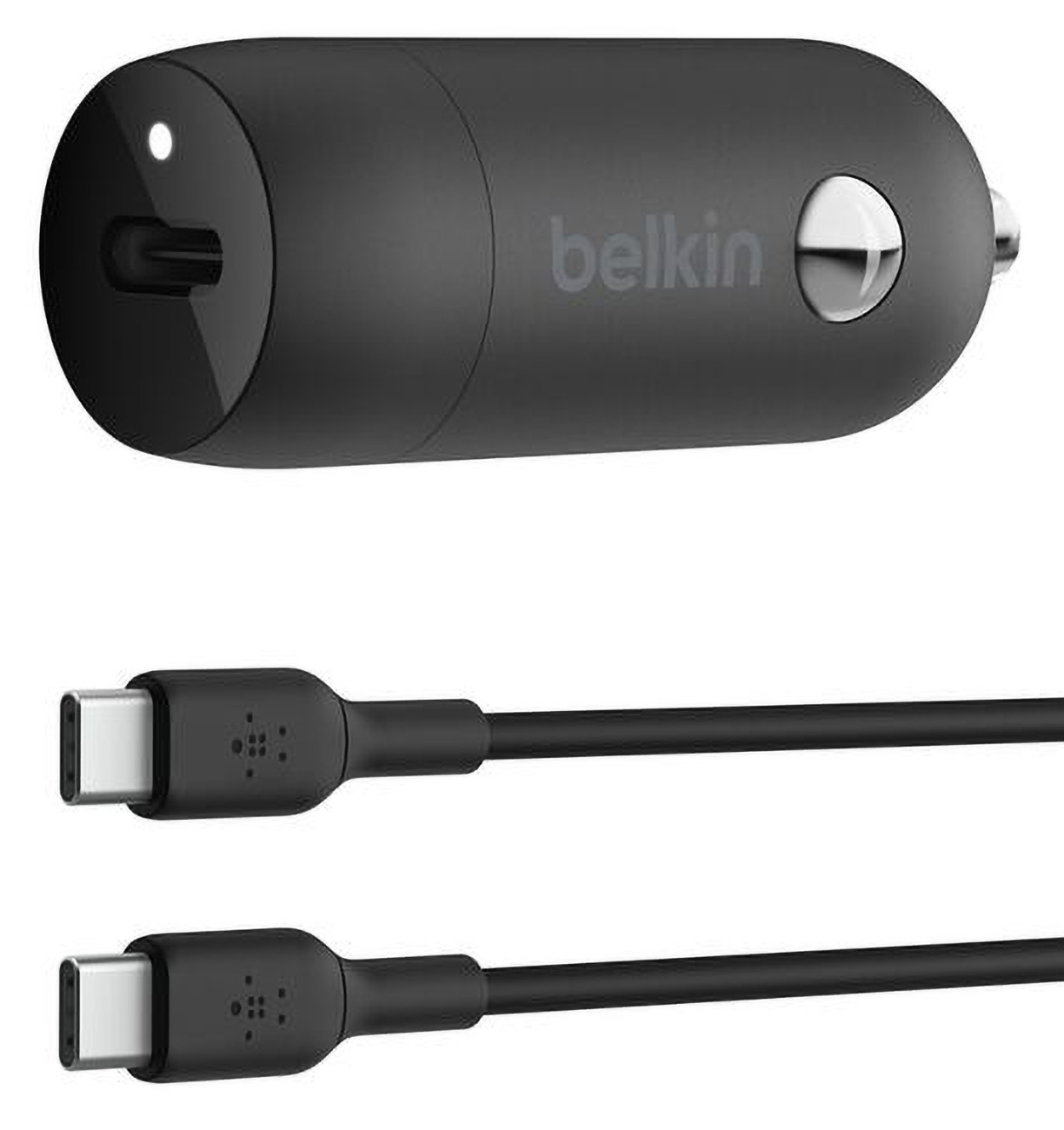 شاحن سيارة من Belkin / يعطيك مدخل تايب سي واحد / قوة 30 واط / مع واير تايب سي طول 1 متر