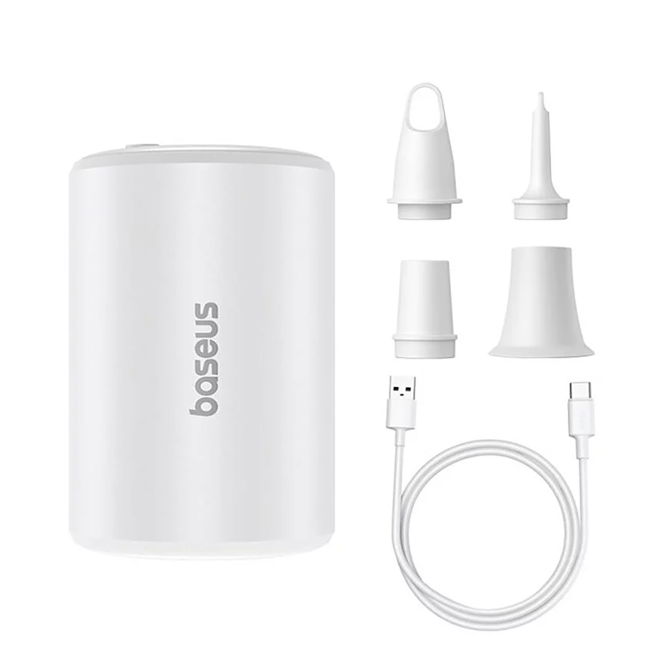 Baseus Portable Air Compressor / With Multiple Nozzles / Battery-Powered / Built-in Flashlight