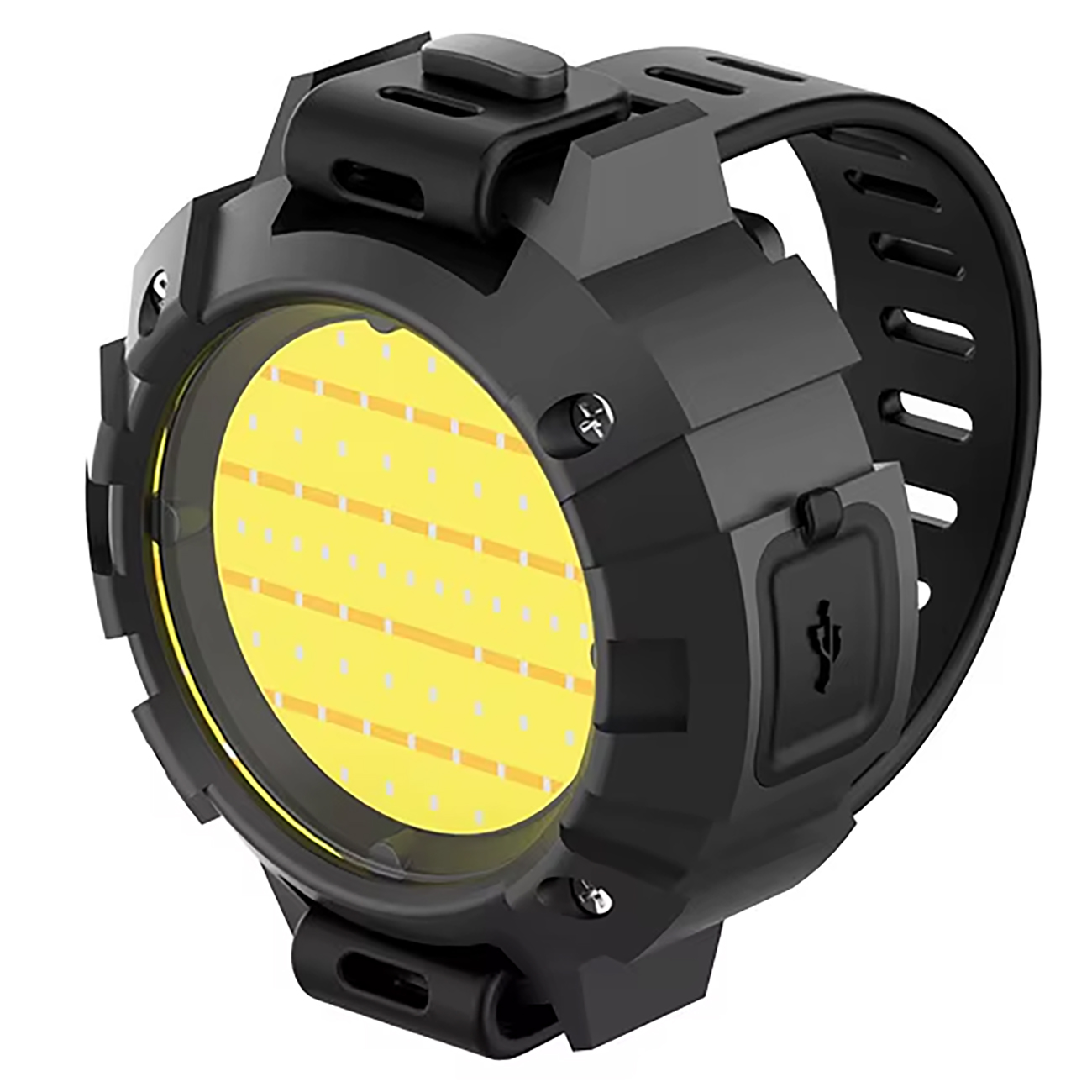 Multi-Purpose LED Flashlight / Powerful Lighting / Battery Powered / With Adjustable Strap / Black