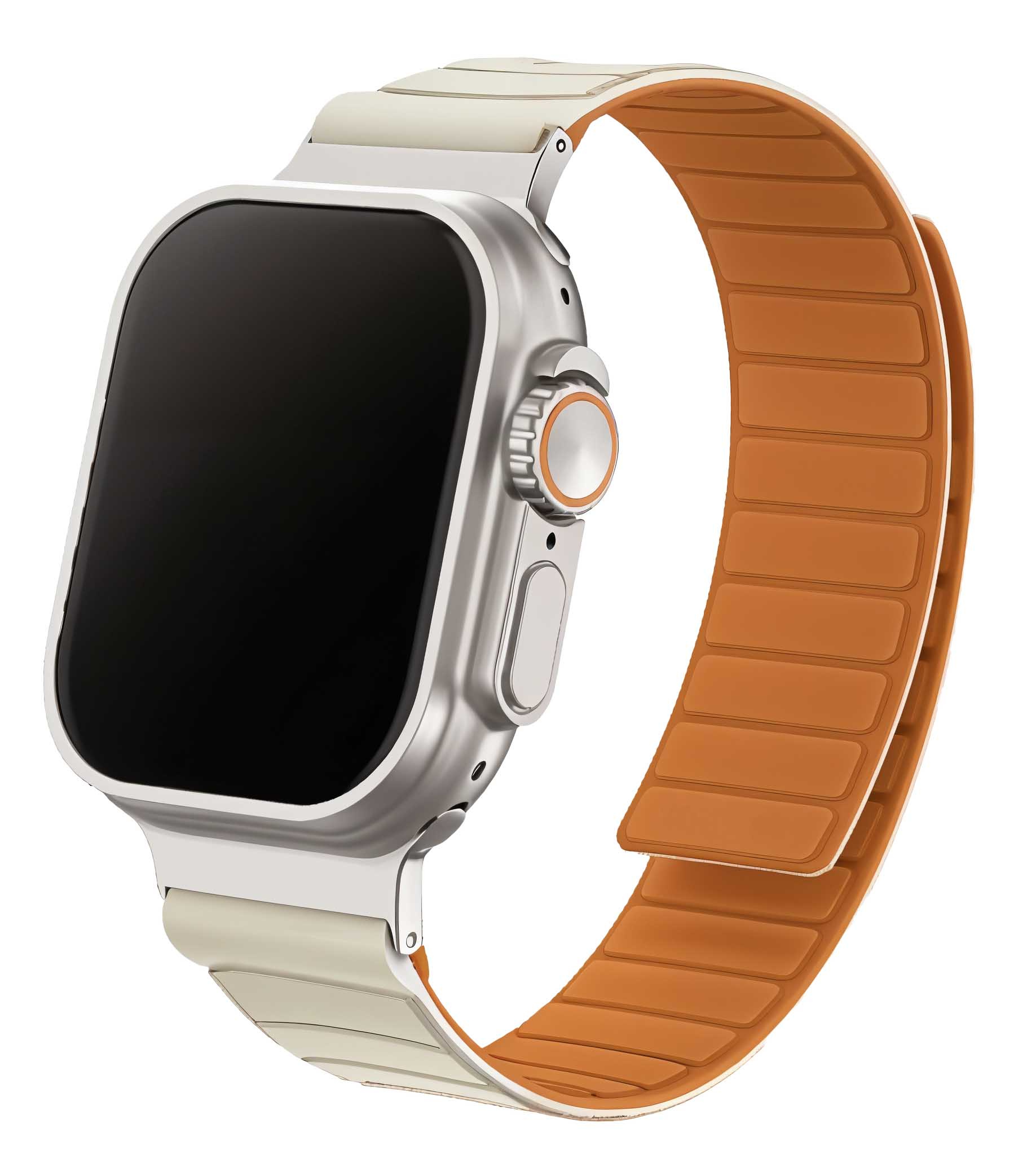 Remson Magnetic Strap for Apple Watch / Size 42 / 44 / 45 / 49 / Waterproof / White & Brown