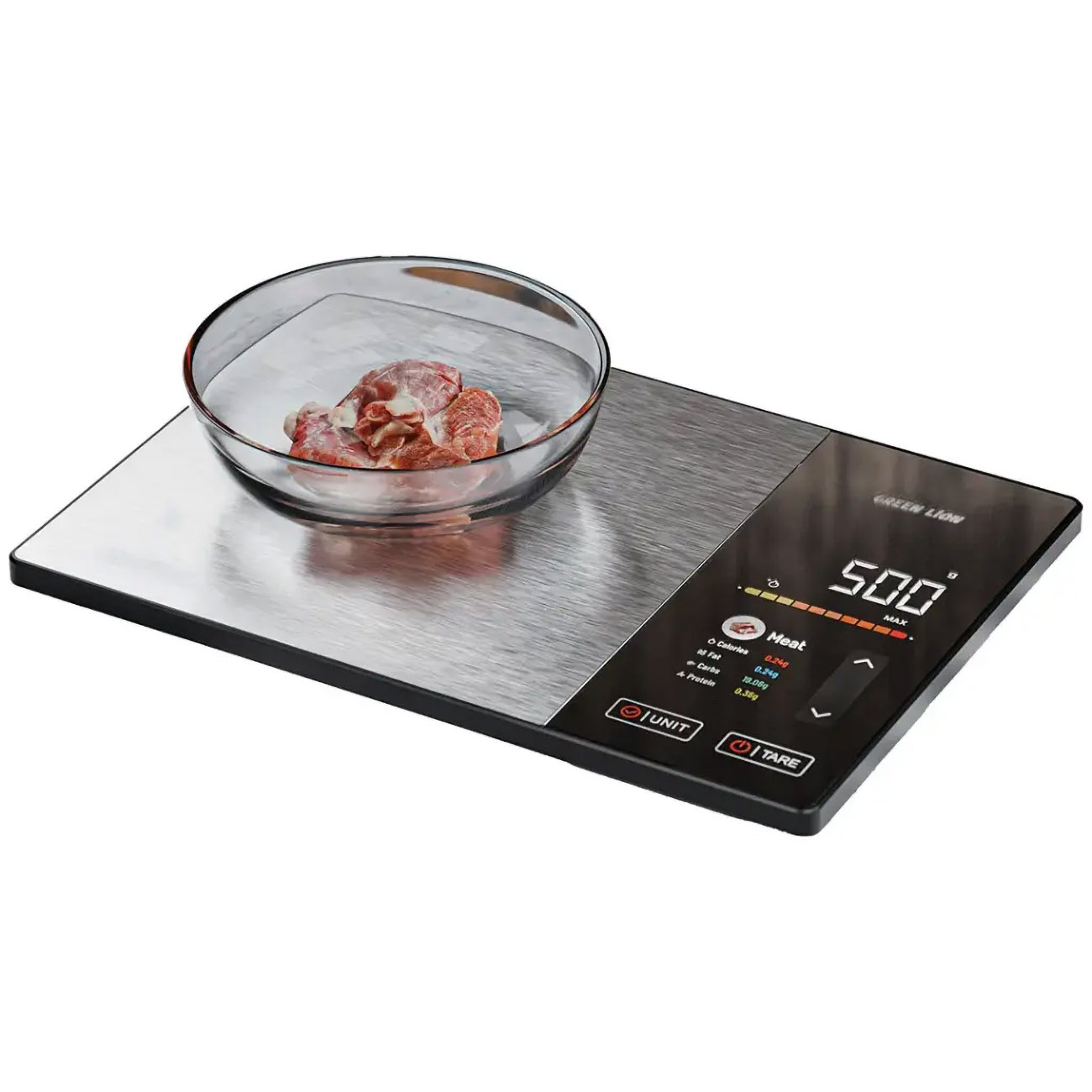 Green Smart Food Scale / Nutrition Tracking / App Control / Battery Operated / TFT Touch Display