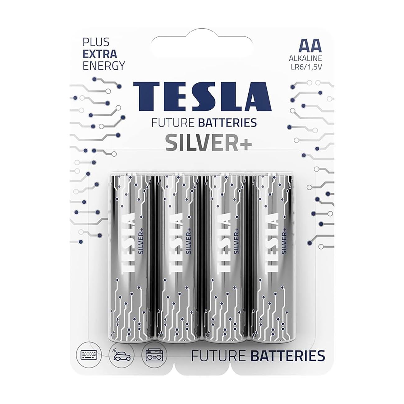 TESLA Silver+ AA Batteries / Pack of 4