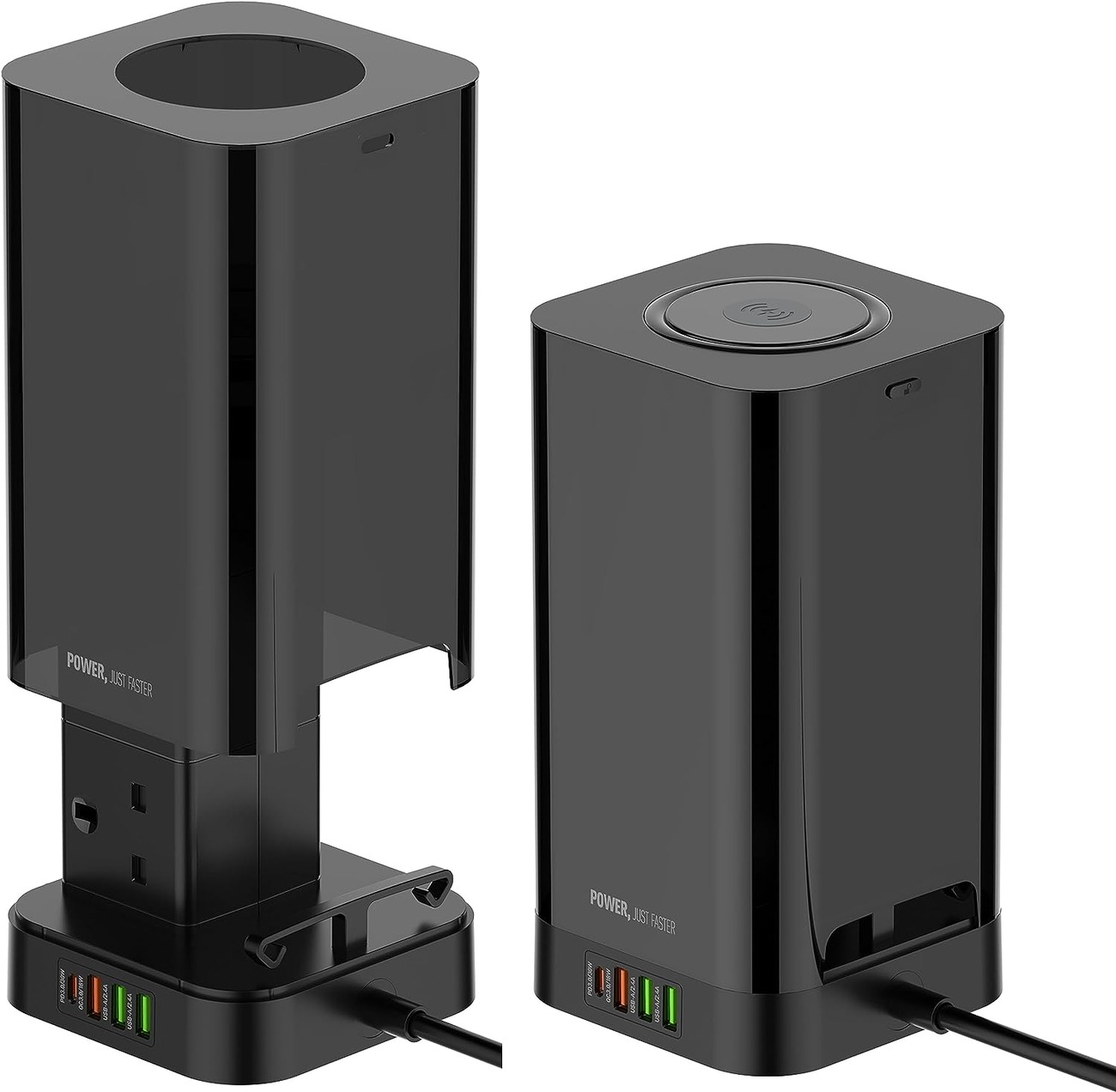 توصيلة LDNIO فيها 6 مداخل ثلاثية و 3 مداخل USB / مدخل تايب سي PD / مع شاحن لاسلكي