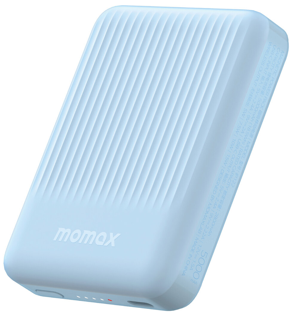 بطارية Momax Q.Mag Minimal / لاسلكية / سعة 5000 mAh / حجم صغير / تدعم MagSafe / ازرق