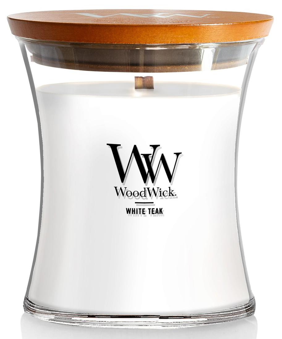 Woodwick Scented Candle / White Teak / Medium Size