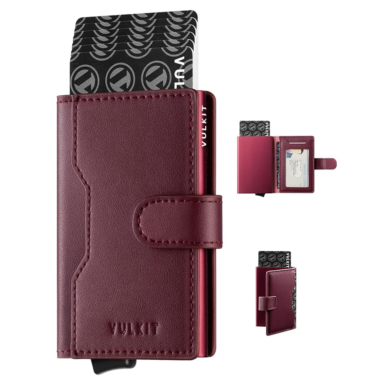 VULKIT Card Holder / RFID Protection / Slim / Holds Up to 5 Cards / Wine