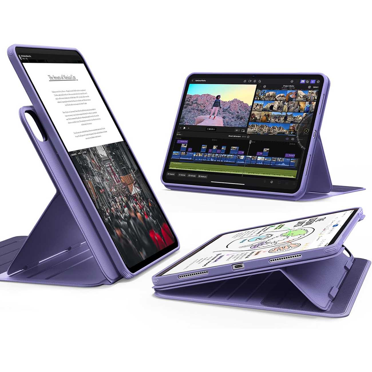 ESR Magnetic Case for iPad Pro 11 inch 2025 & 2024 / Built-in Stand / Purple