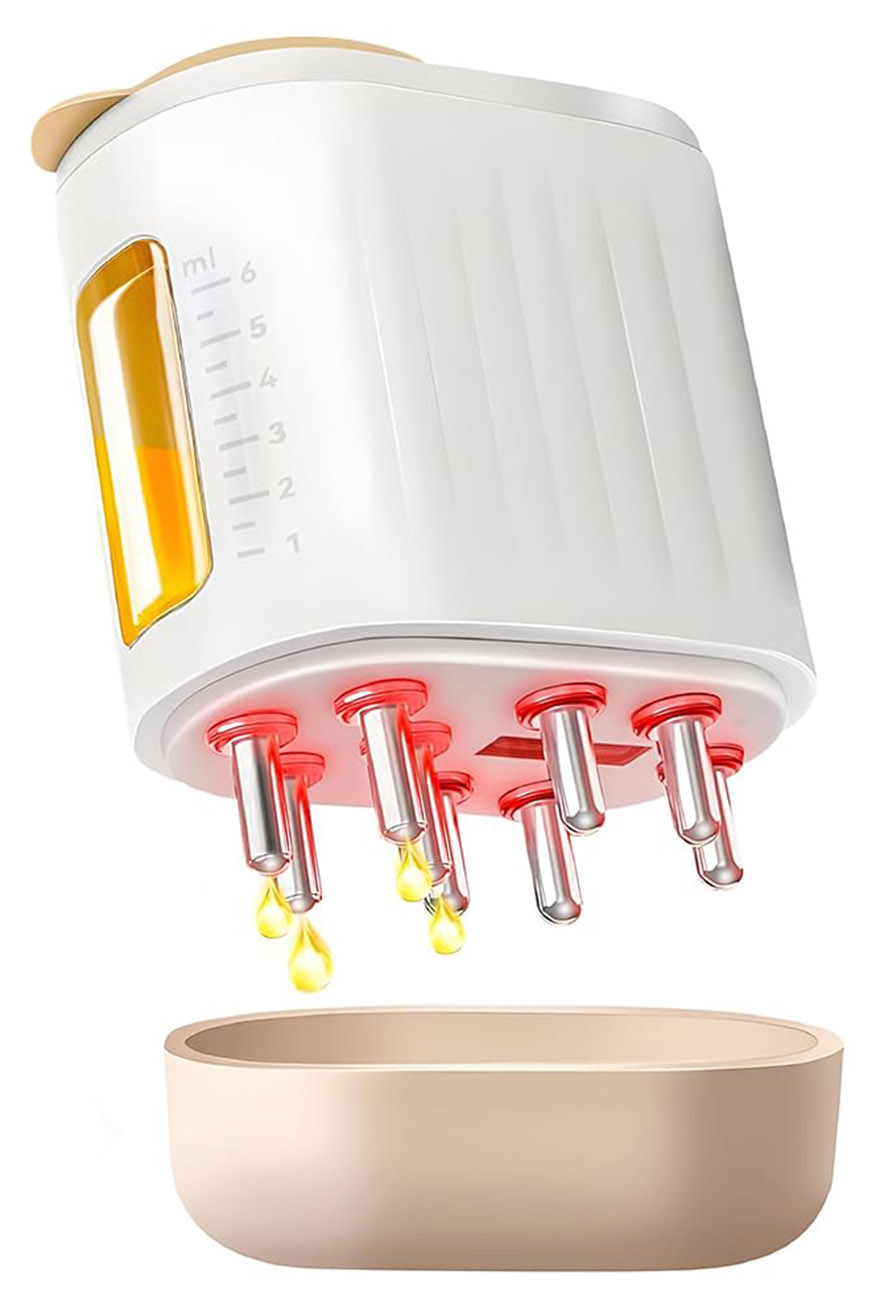 Scalp Massager & Hair Oil Applicator / Battery Operated / With Red Light Therapy