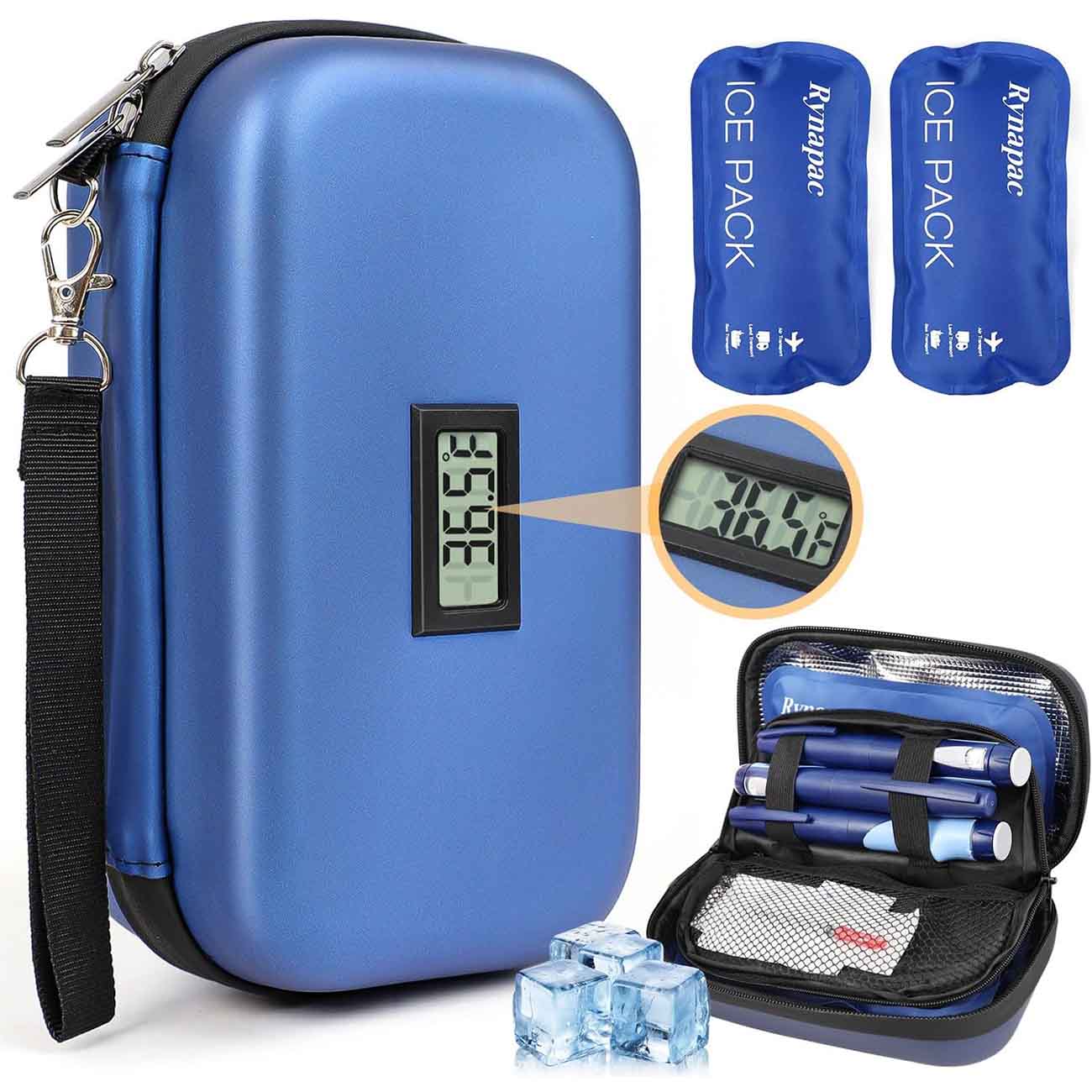 Travel Cooling Bag / Built-in Temperature Display / With Ice Packs / Large Storage Capacity