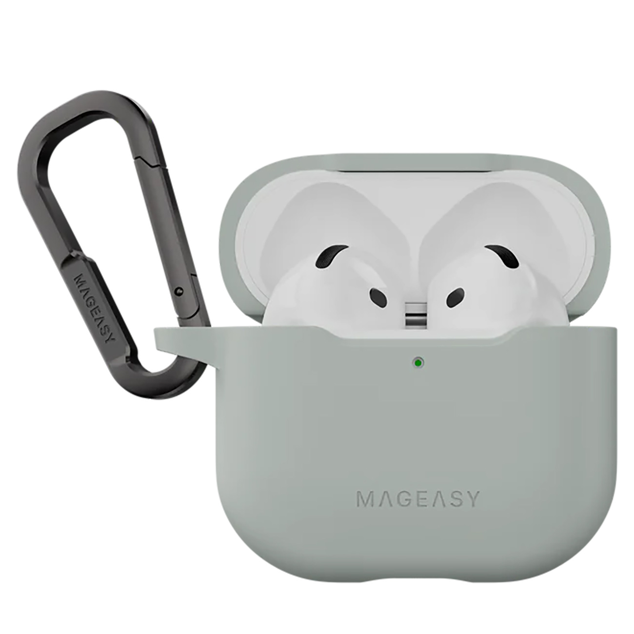 كفر Mageasy لسماعة ابل AirPods 4 / تصميم انيق / يحمي من الطيحات / لون Mirage Gray