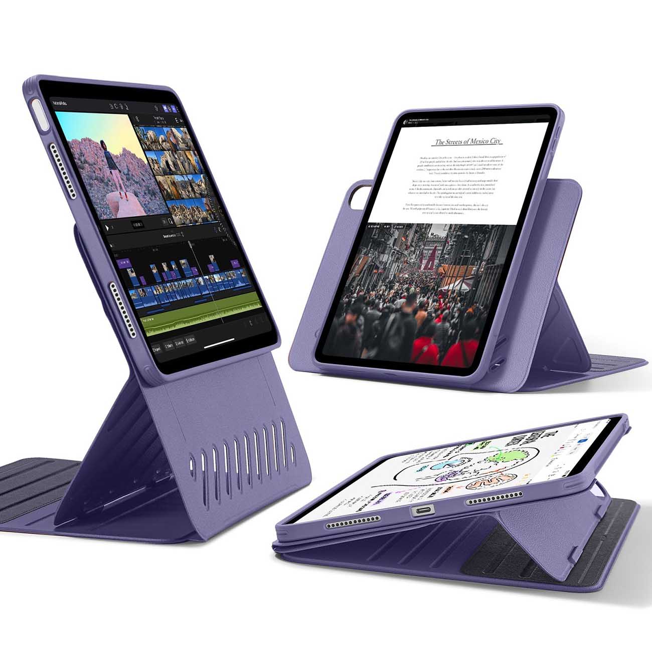 ESR Magnetic Case for iPad Air 11 inch 2024 & iPad 10.9 inch / Built-in Stand / Purple