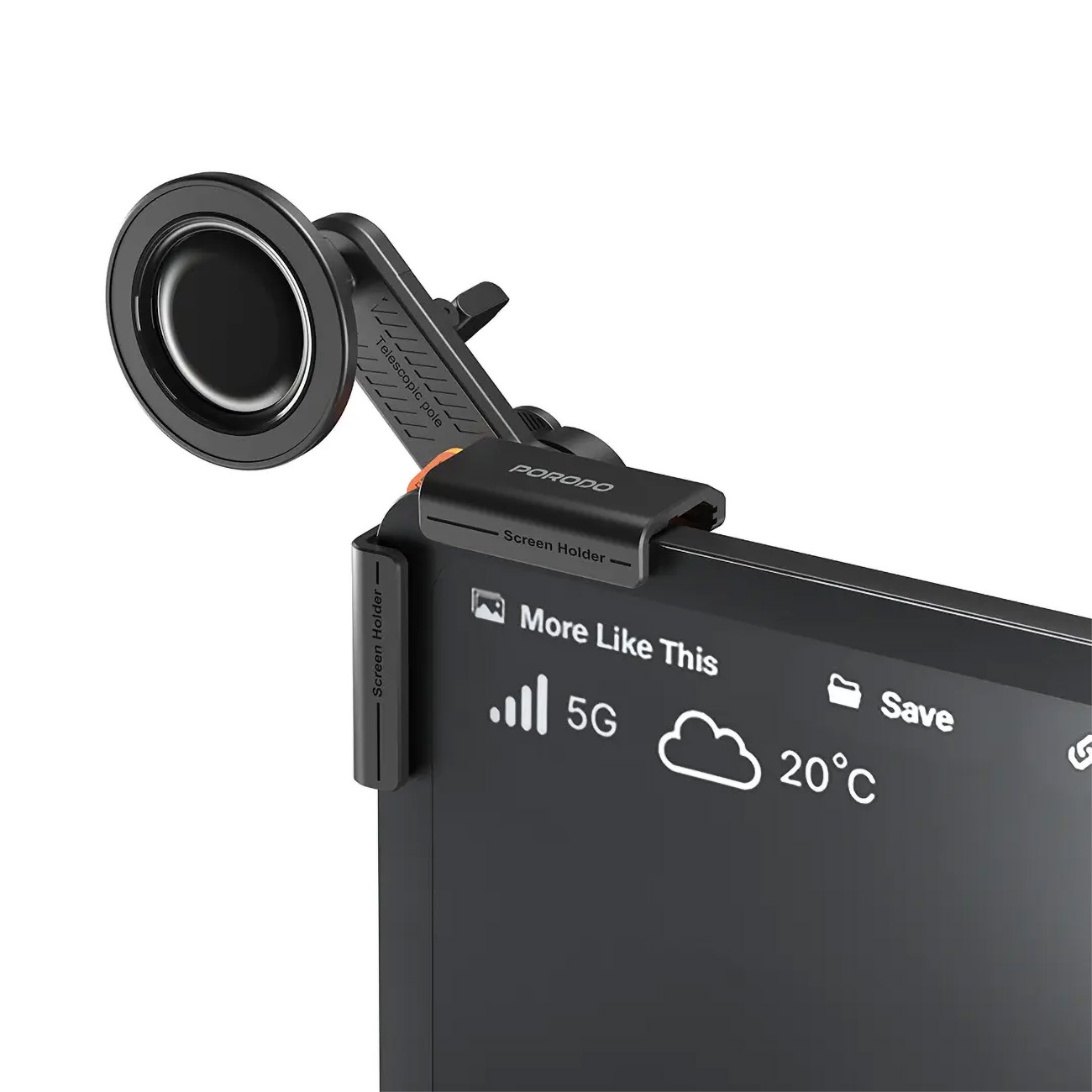 Porodo Magnetic Car Stand / Mounts on Car Screen / Supports MagSafe