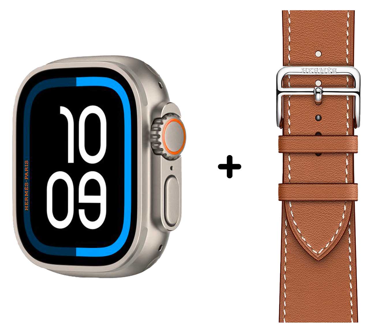 Hermes Apple Watch Ultra 2 / Steel with Single Tour Leather