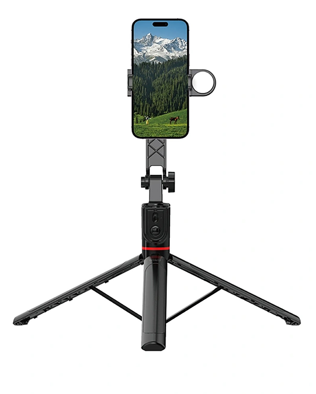 Wiwu Selfie Stick with Tripod Stand / Foldable / Built-in LED Light / Adjustable Height / 1.8m